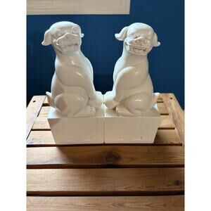 Jonathan Adler Happy Chic Elizabeth Foo Dog 2 Bookends White 8”